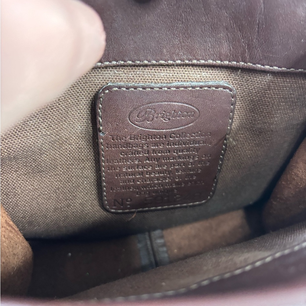 Brighton Gloria Mahogany Brown Croc Embossed Woven Leather Bucket Crossbody Bag - Picture 10 of 10